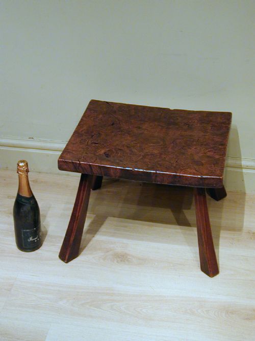 arts crafts low burrwood table - CATEGORY: ANTIQUE TABLES - DATED 1910