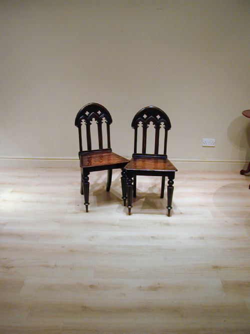 an attractive pair of hall chairs - CATEGORY: ANTIQUE CHAIRS - DATED 1860