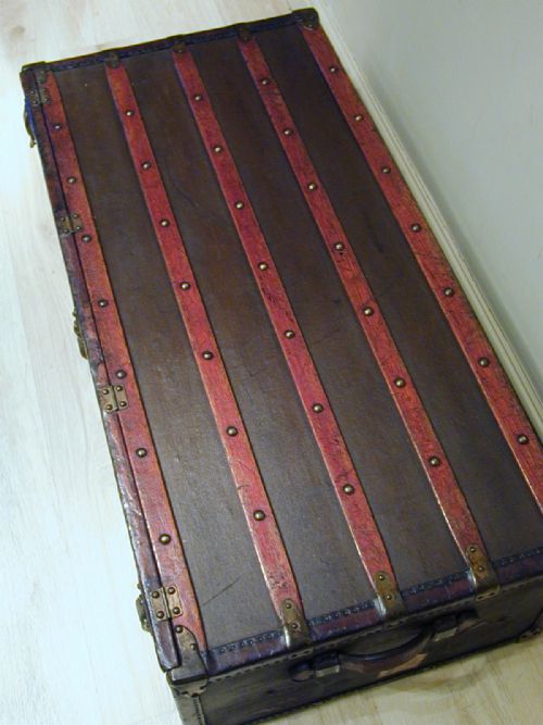 A BEAUTIFUL EARLY 20TH CENTURY STEAMER TRUNK - ADDITIONAL PHOTO 6