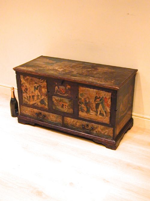 AN EXCEPTIONAL 19TH CENTURY PAINTED TRUNK - ADDITIONAL PHOTO 1