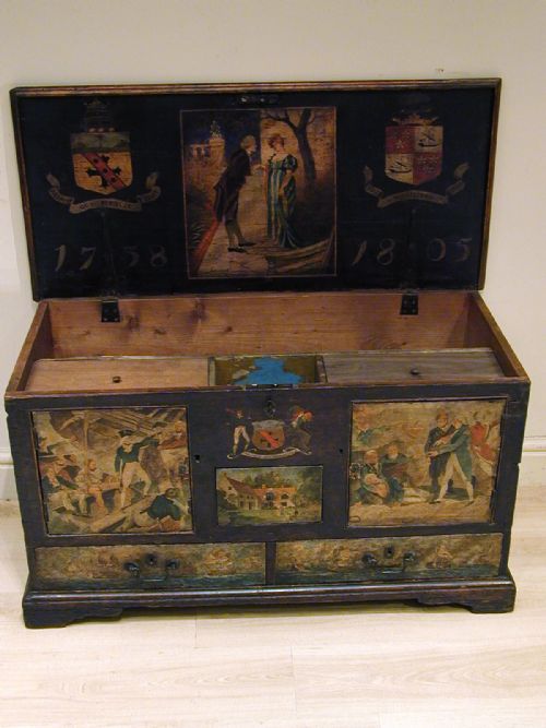 AN EXCEPTIONAL 19TH CENTURY PAINTED TRUNK - ADDITIONAL PHOTO 2