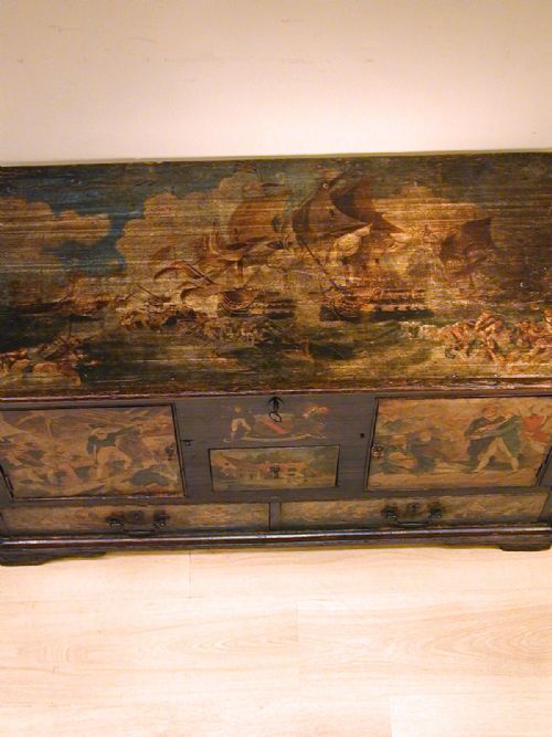 AN EXCEPTIONAL 19TH CENTURY PAINTED TRUNK - ADDITIONAL PHOTO 13