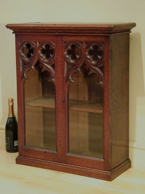 a stylish gothic cupboard in english oak - CATEGORY: ANTIQUE CUPBOARDS - DATED 1880