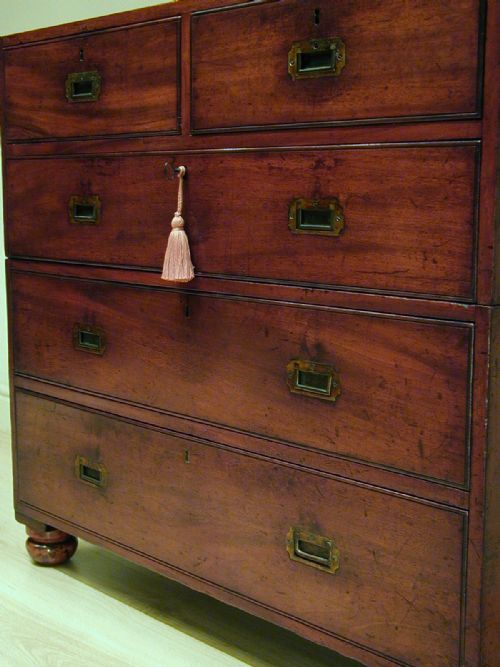 a wonderful military campaign chest of drawers - CATEGORY: ANTIQUE CHEST OF DRAWERS - DATED 1850