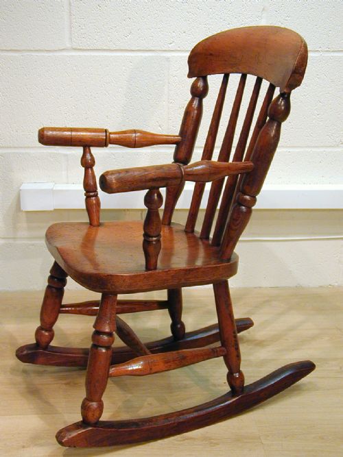 beautiful victorian child's rocking chair - CATEGORY: ANTIQUE CHAIRS - DATED 1890