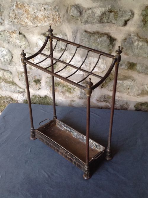 LATE VICTORIAN BRASS IRON STICKUMBRELLA STAND - ADDITIONAL PHOTO 2