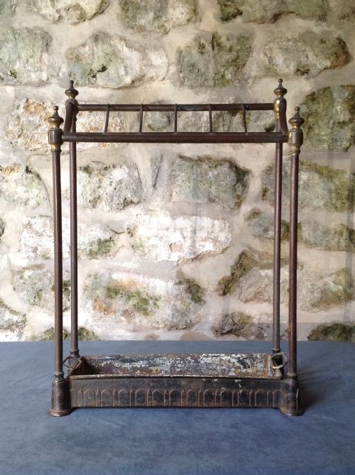 LATE VICTORIAN BRASS IRON STICKUMBRELLA STAND - ADDITIONAL PHOTO 3