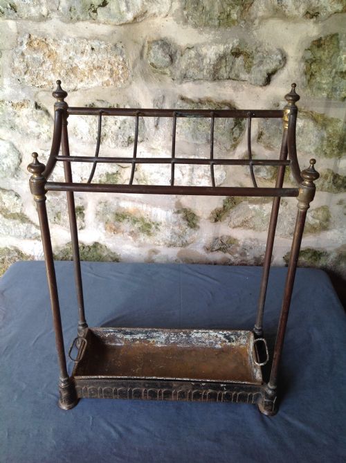 LATE VICTORIAN BRASS IRON STICKUMBRELLA STAND - ADDITIONAL PHOTO 4