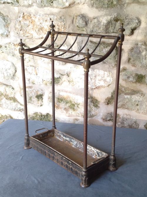 LATE VICTORIAN BRASS IRON STICKUMBRELLA STAND - ADDITIONAL PHOTO 5