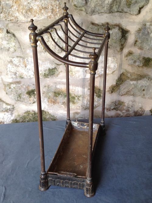 LATE VICTORIAN BRASS IRON STICKUMBRELLA STAND - ADDITIONAL PHOTO 6