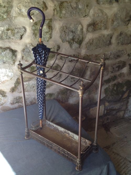 LATE VICTORIAN BRASS IRON STICKUMBRELLA STAND - ADDITIONAL PHOTO 14