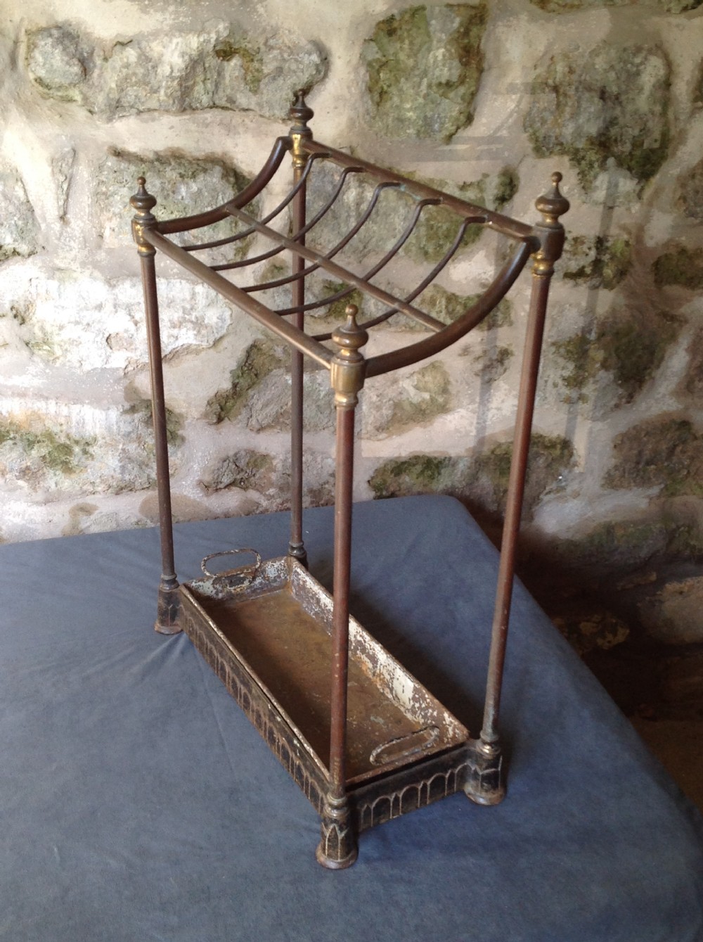 Late Victorian brass & iron stick/umbrella stand
