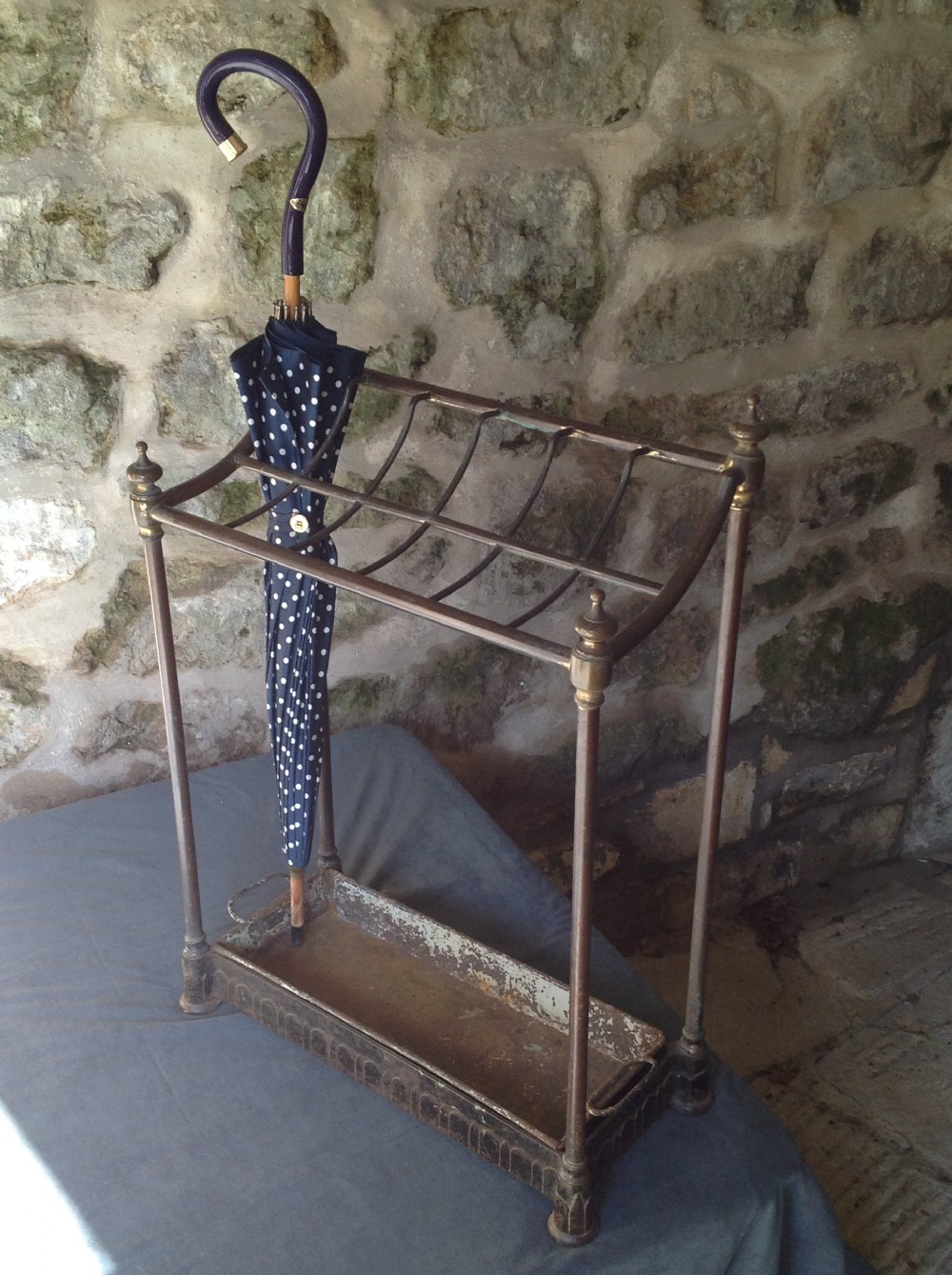 Late Victorian brass & iron stick/umbrella stand View XV