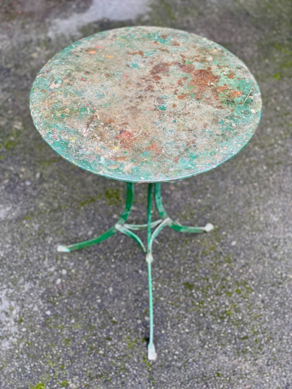 Painted metal bistro tripod table View IV