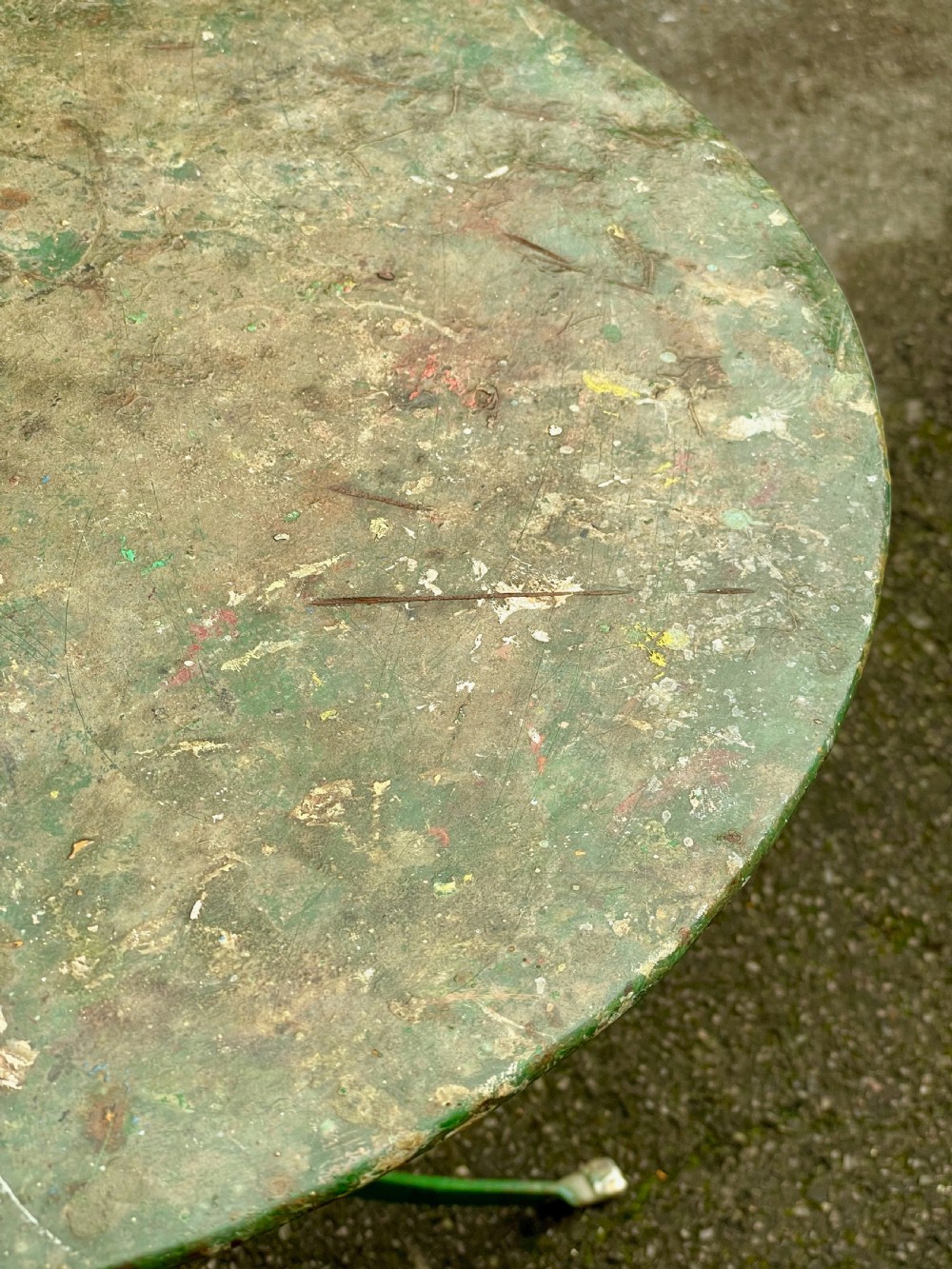 Painted metal bistro tripod table View VI