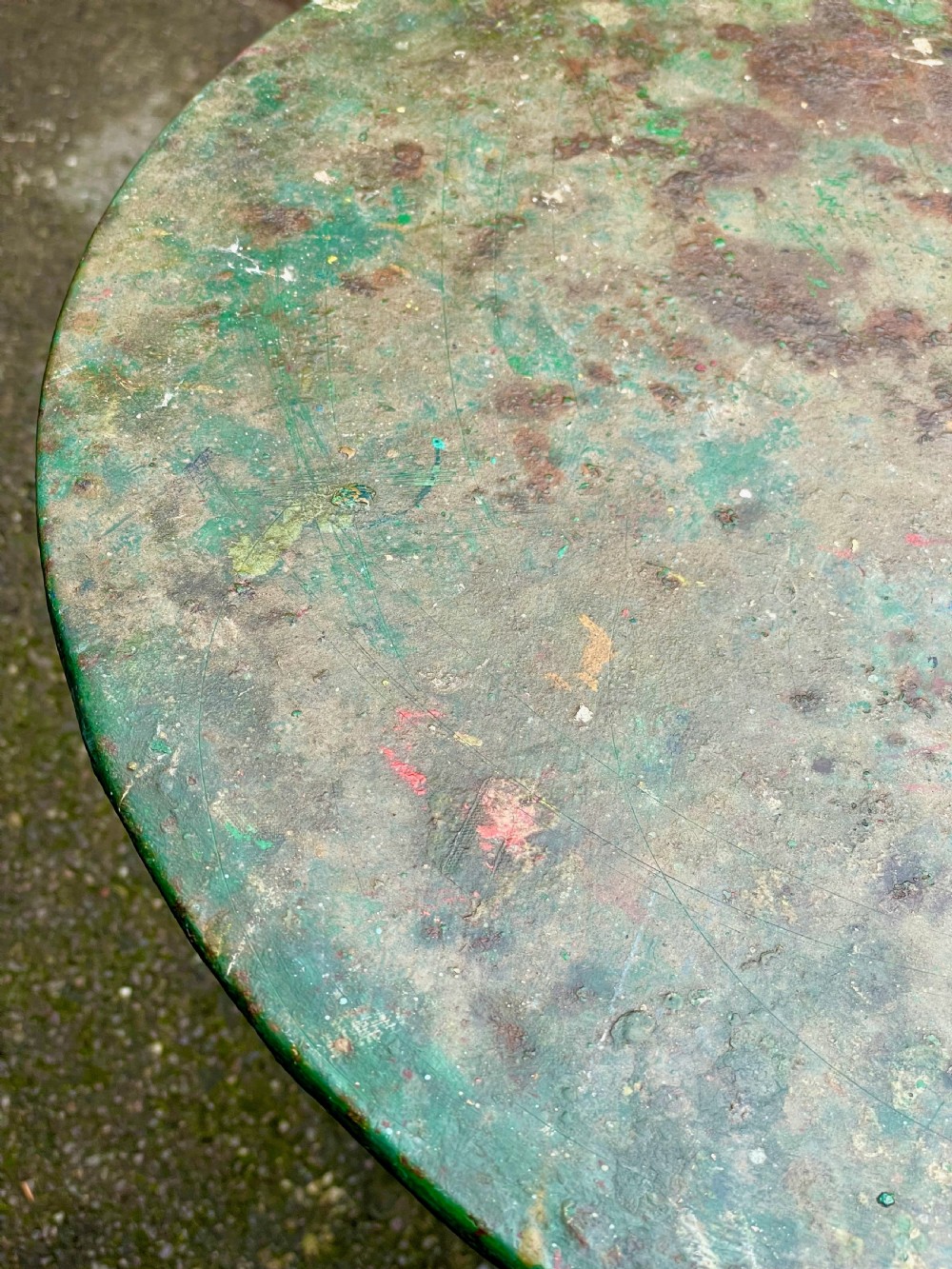 Painted metal bistro tripod table View VIII