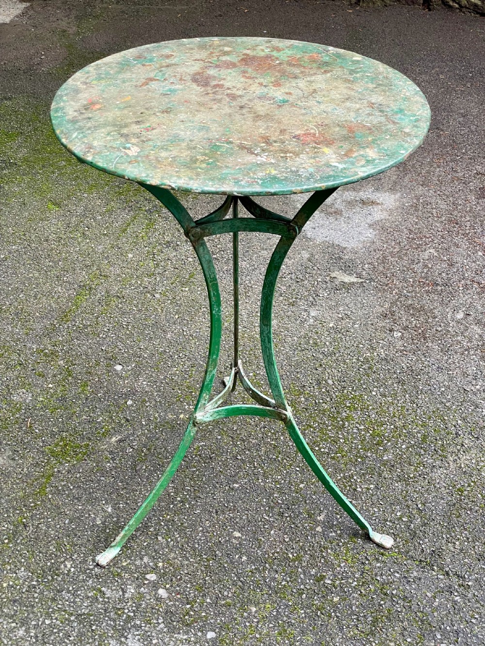 Painted metal bistro tripod table View XI