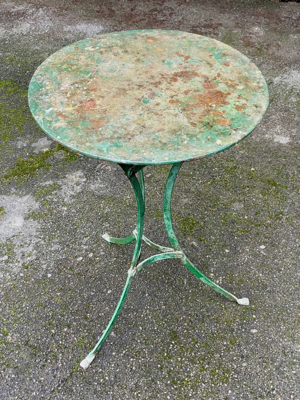 Painted metal bistro tripod table View XVI