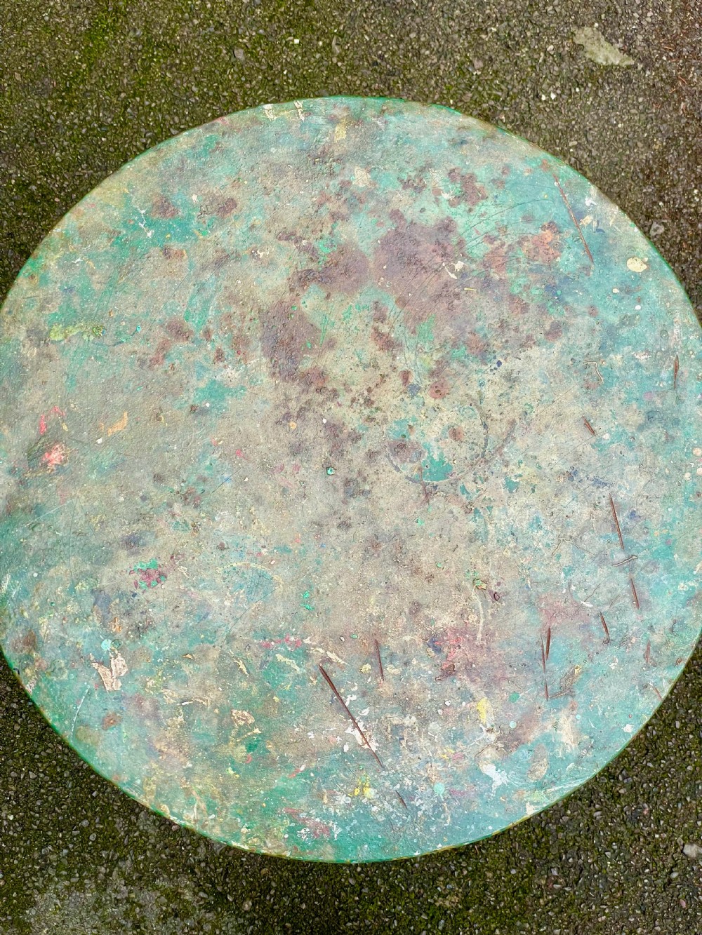 Painted metal bistro tripod table View XVIII