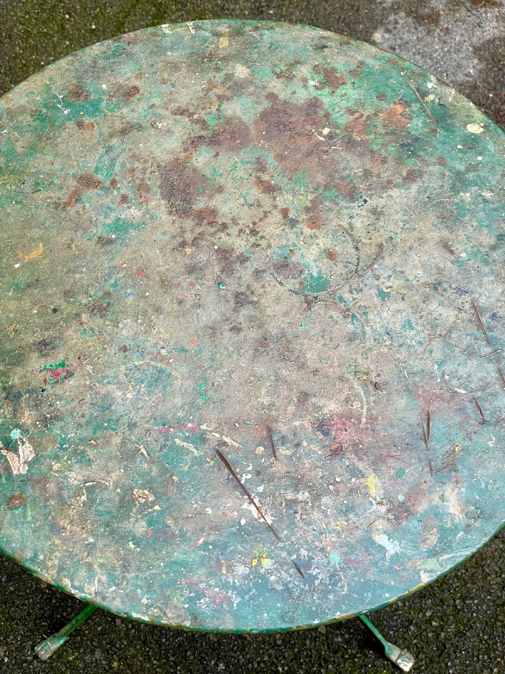 Painted metal bistro tripod table View XIX