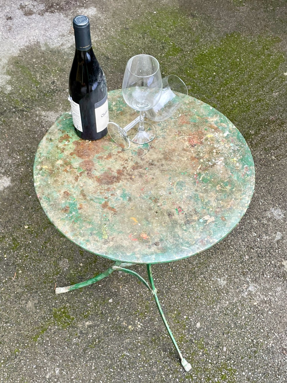 Painted metal bistro tripod table View XXXI
