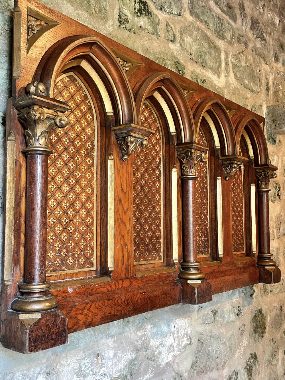 Exquisite Gothic Panel in carved oak View XII