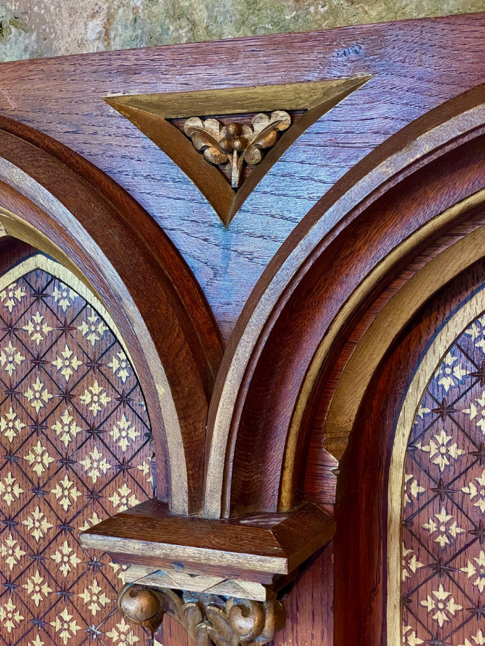 Exquisite Gothic Panel in carved oak View XIX