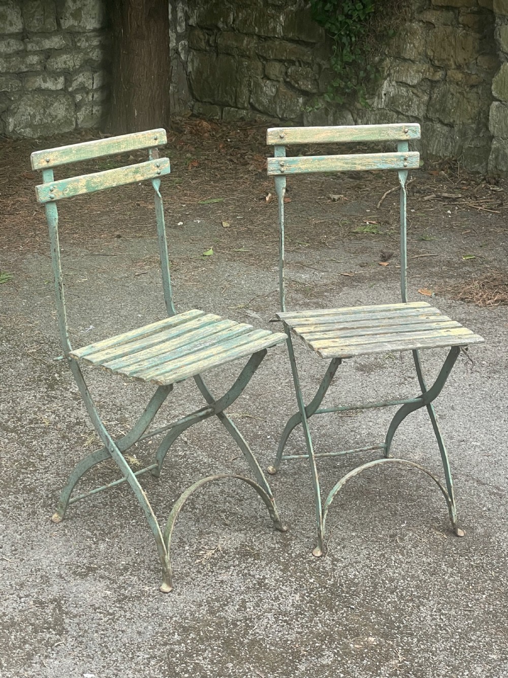 Pair of painted garden chairs