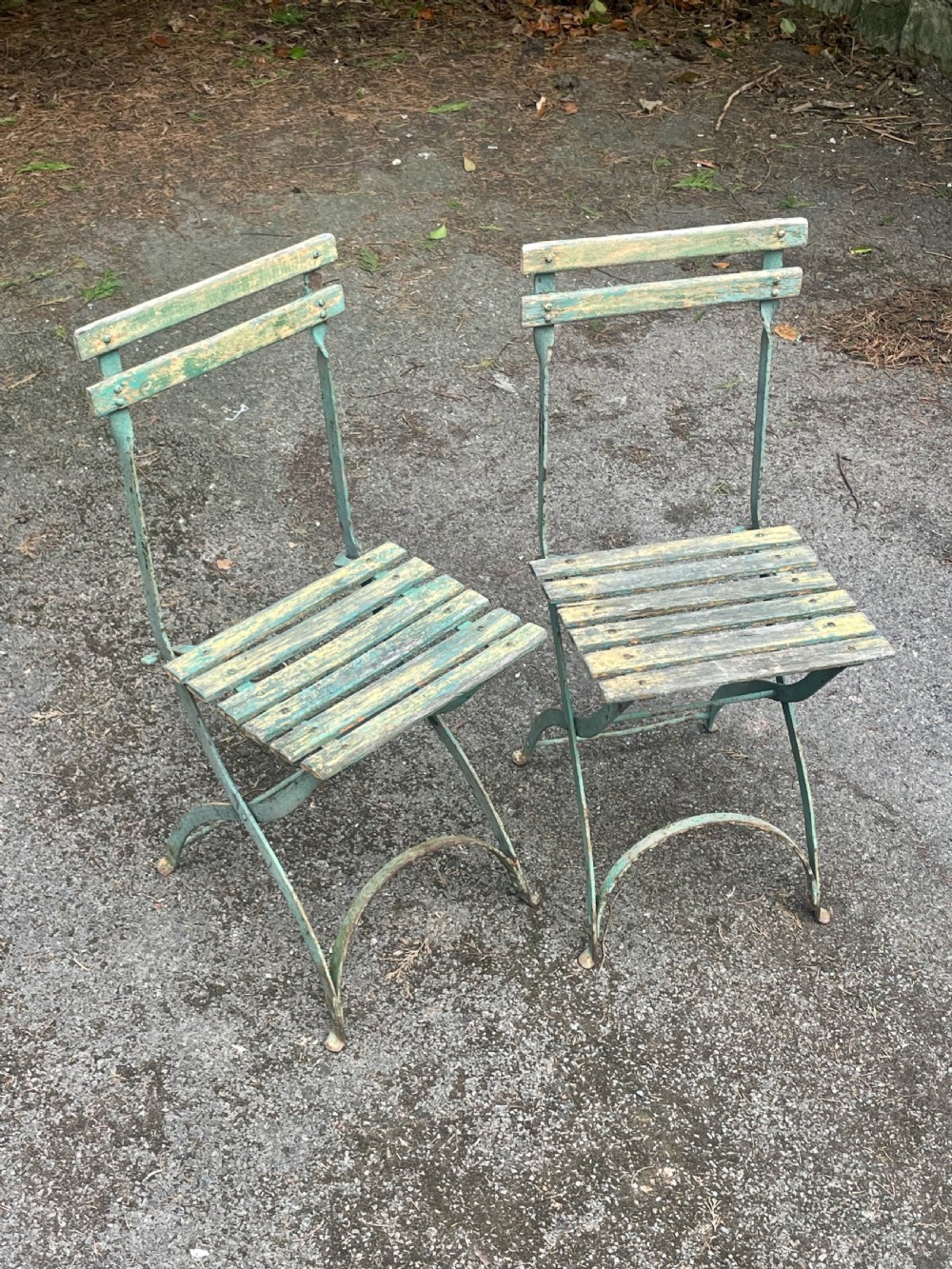 Pair of painted garden chairs View II