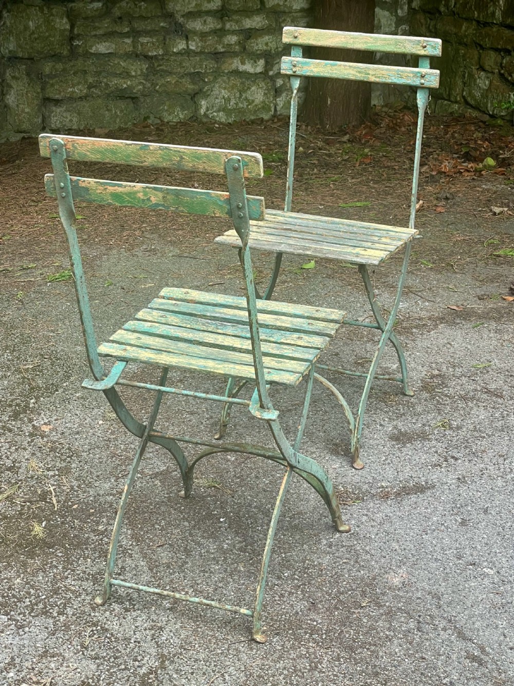 Pair of painted garden chairs View VII