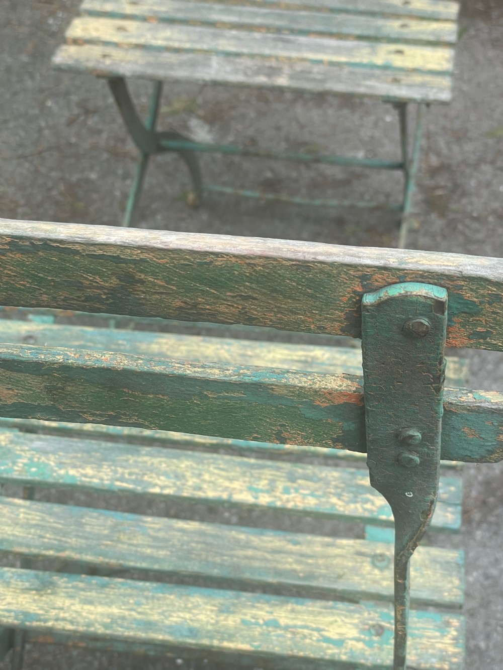 Pair of painted garden chairs View IX