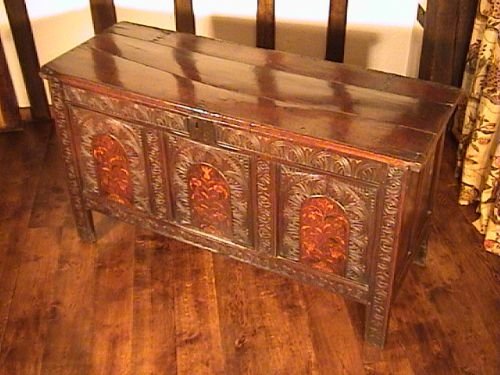 fig 2. 17th Century Oak & Marquetry Coffer c.1660