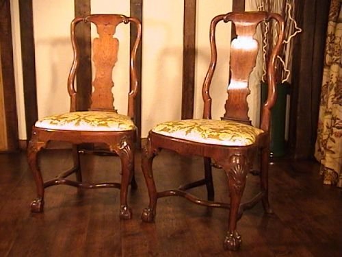Exceptional Pair of Queen Anne Walnut Chairs C. 1720