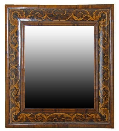 Finest Queen Anne Marquetry Cushion Framed Mirror C. 1700