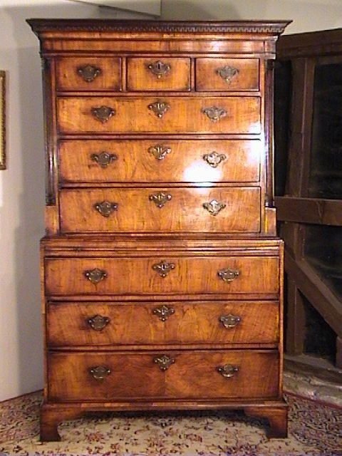 George III Walnut Chest on Chest - Signed and Dated Piece