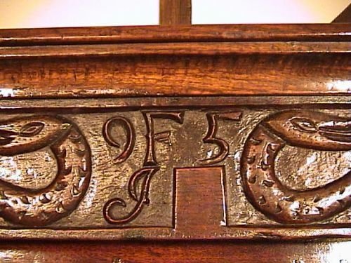 fig 2. 17th Century Dragon Carved Oak Court Cupboard Dated 1695