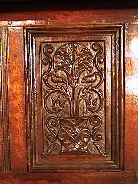 fig 3. 17th Century Dragon Carved Oak Court Cupboard Dated 1695
