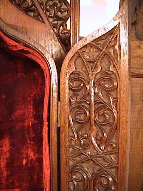 fig 3. Amazing Arts & Crafts Gothic Oak Wall Cabinet c. 1880