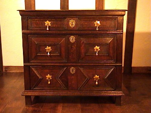Original Charles II Oak Chest of Small Proportions C. 1670