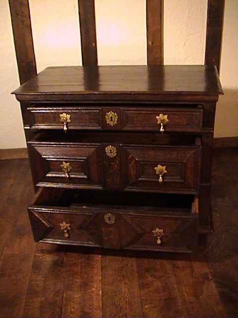 fig 1. Original Charles II Oak Chest of Small Proportions c. 1670
