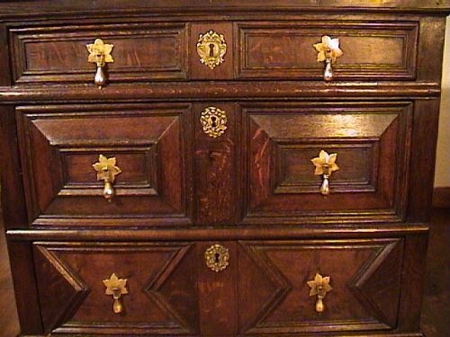 fig 3. Original Charles II Oak Chest of Small Proportions c. 1670