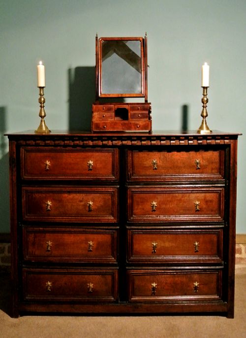 17th Century Monumental Oak Chest of Drawers in Excellent Original Condition C. 1675