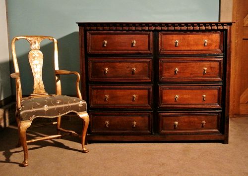 fig 1. 17th Century Monumental Oak Chest of Drawers in Excellent Original Condition c. 1675