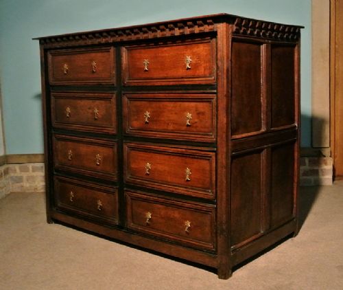 fig 2. 17th Century Monumental Oak Chest of Drawers in Excellent Original Condition c. 1675