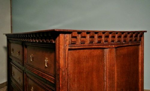 fig 3. 17th Century Monumental Oak Chest of Drawers in Excellent Original Condition c. 1675