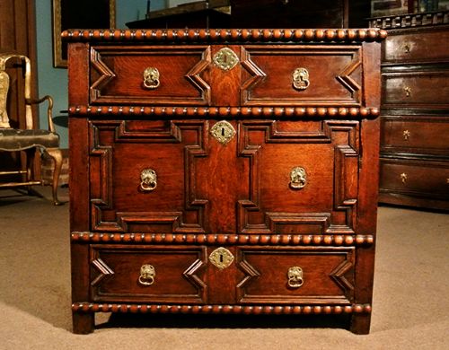 fig 1. Small Beautiful 17th Century Oak Chest of Drawers c. 1650
