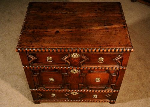 fig 3. Small Beautiful 17th Century Oak Chest of Drawers c. 1650