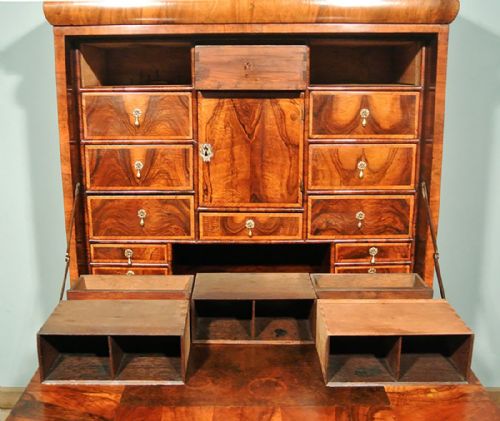 fig 2. George I Figured Walnut English Scriptor, Secret Drawers, circa 1720