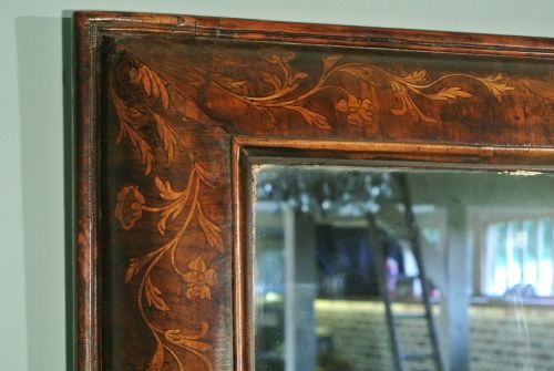 fig 1. Large 17th Century Walnut Marquetry Cushion Mirror c. 1700