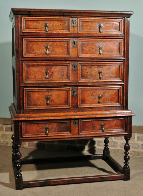 Beautiful Queen Anne Burr Oak Chest on Stand C. 1700
